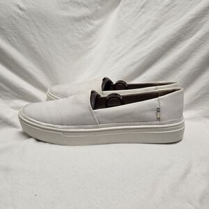 TOMS Women's Alpargata Fenix Platform Slip-On sneakers white Shimmer canvas 7.5